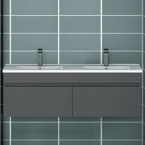 120cm ensemble de meubles de salle de bain anthracite avec 2 portes