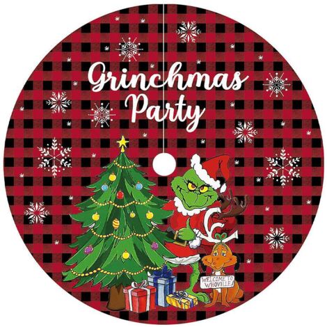 120cm Jupe Sapin De Nol,grinch Pour Homme Couvre Pied Sapin Noel, Arbre De Noel Decoration, Joyeux Nol Jupe D'arbre Tapis Pour Sapin Pour Nol