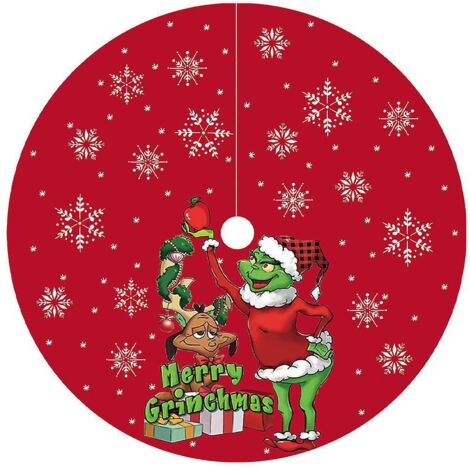 120cm Jupe Sapin De Nol,mme Grinch Couvre Pied Sapin Noel, Arbre De Noel Decoration, Joyeux Nol Jupe D'arbre Tapis Pour Sapin Pour Nol