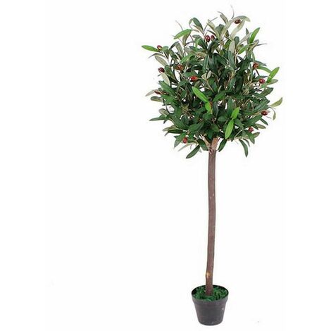 120cm Leaf Design UK Realistic Artificial Olive Tree in Black Plastic Pot