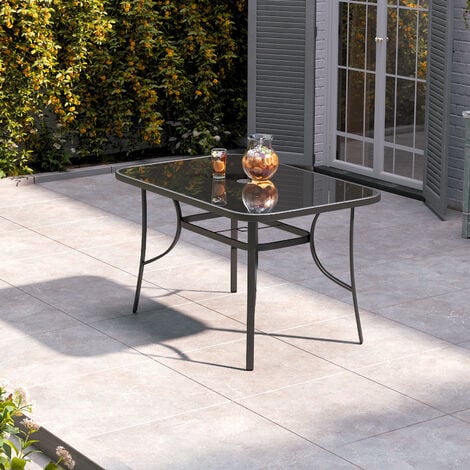 Black glass garden deals table