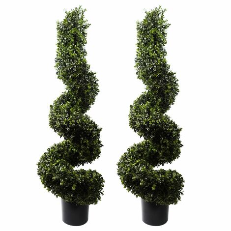 120cm Pair of Spiral Boxwood Artificial Tree UV Resistant Outdoor