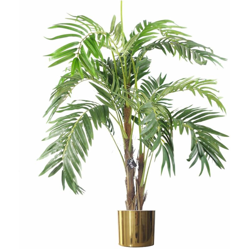 Leaf - 120cm Realistic Artificial palm tree with pot with Gold Metal Planter