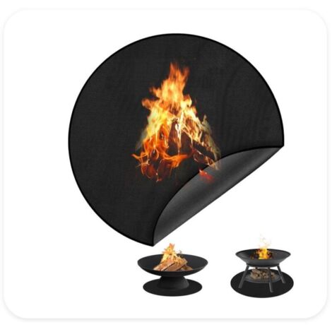 120cm Tapis de Brasero Rond, Tapis Barbecue Sol Exterieur, Tapis Ignifuge, Imperméable, Résistant à l'huile, Tapis de Sol Anti-Feu pour Protection de