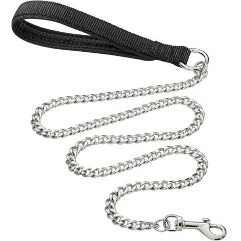 (120cm3mm) Laisse pour Chien en Métal Robuste, 120cm Chaîne de Laisse pour Animal de Compagnie à L'épreuve de La Mastication avec Poignée Rembourrée Douce pour Chiens de Grande et Moyenne Taille
