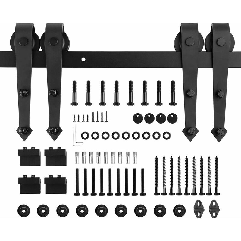 

12.0Ft 366cm Herraje Puerta Corredera, Kit Guia Puerta Corredera ,Rieles para Puertas Correderas, Juego de Piezas de Metal Carril para Puerta