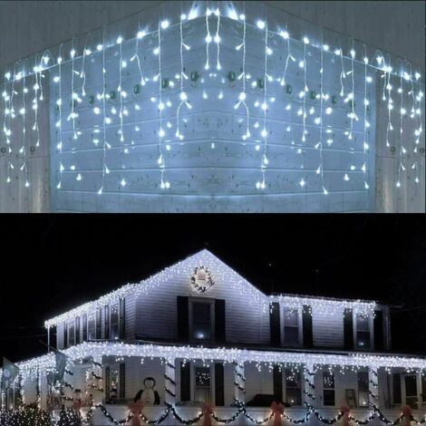 120LEDWEIHNACHTSLICHTVORHANGOUTDOORKALTWEIẞFESTINTERMITTIEREND3METER