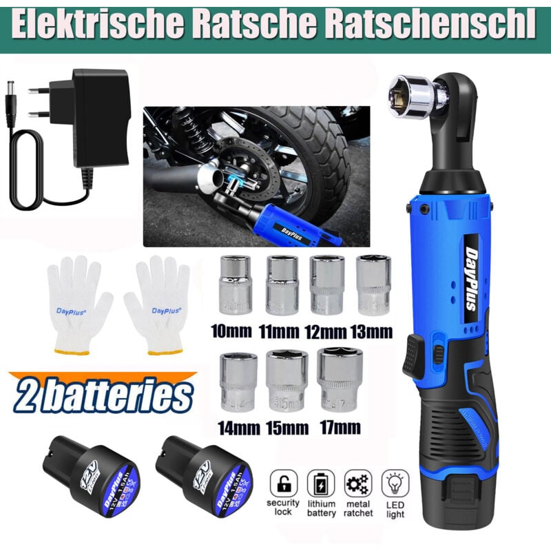 Image of Dayplus - 120Nm Akku Ratsche Ratschenschl Ssel 3/8 Zoll 90 Winkel Elektroschl Ssel 2PCS Akku