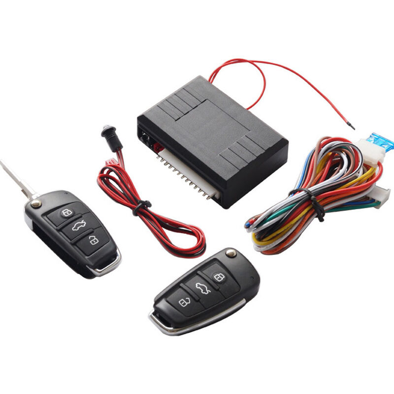 

12.0V Universal Car Remote Kit de bloqueo centralizado Sistema de entrada sin llave del vehiculo con 2 controles remotos, Negro