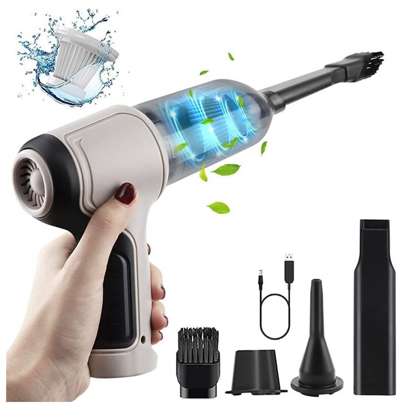 Linghhang - Mini aspirateur portable sans fil 120 w [avec 3 filtres]
