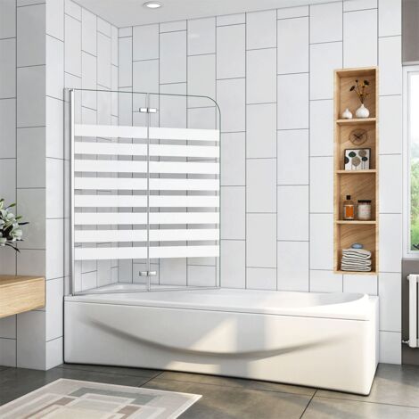 120x140cm Links Montage Badewannenaufsatz mit NANO Glas Badewannenfaltwand ESG Duschwand für Badewanne