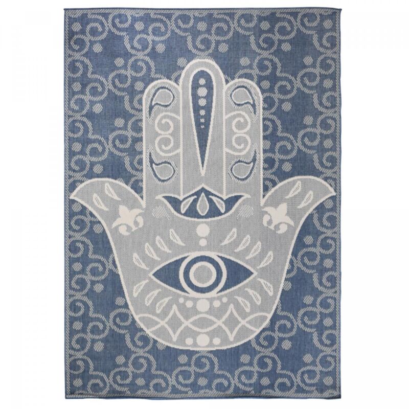 Dezenco - Tapis extérieur, kilim reversible EX1 blu 60x110 bleu et beige