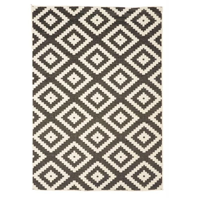 Tapis extérieur, kilim reversible EX1 ra 60x110 noir et crème