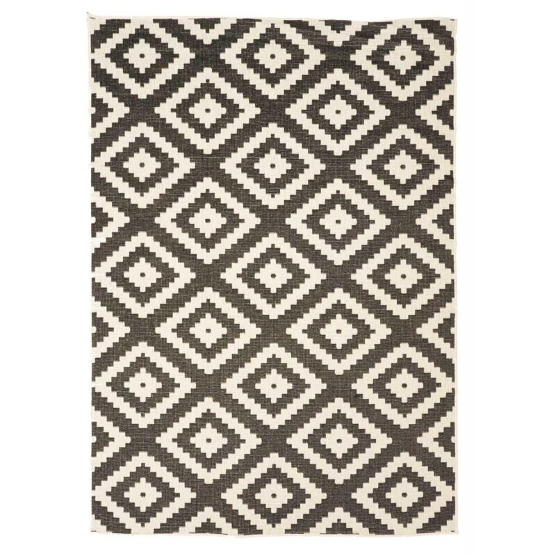 Tapis extérieur, kilim reversible EX1 ra 200x290 noir et crème