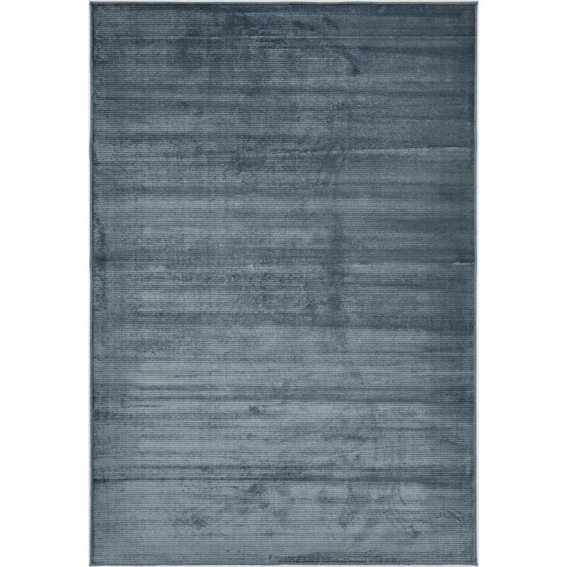 Tapis salon et chambre en laine 80x150 bleu et gris rectangle tissé tapis uni NILAN