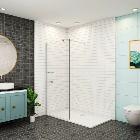 120x200cm 8mm NANO Glas Walk in Duschwand mit Dusche Glas Regal Badregal mit 140cm Stabilisierungsstange für 6-10mm Glas