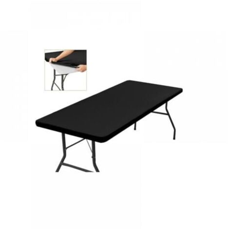(120x58cm) Schwarze, passgenaue rechteckige Tischdecke, dehnbar, mit Gummizug, maschinenwaschbar, wasserabweisend und ideal für Garten und Outdoor – elegantes Design und leicht zu reinigen