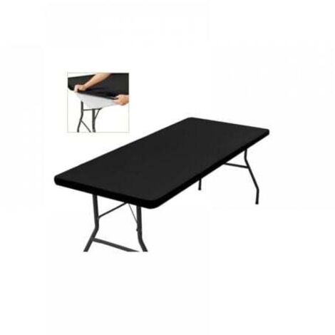 (120x58cm)Nappe Rectangulaire de Table Ajustée Noire , Extensible, Avec Élastique, Lavable en Machine, Repelente au l'eau et Idéale pour Jardin, Extérieur Design Élégant et Facile à Nettoyer