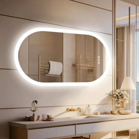 120x60cm Specchio Ovale LED Bagno Antiappannante Impermeabile Luce Regolabile