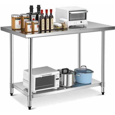VEVOR Commercial Worktable Workstation 48 x 24 Inch Folding Commercial Prep  Table, Heavy-duty Stainless Steel Folding Table with 661 lbs Load, Kitchen  Work Table, Silver Stainless Steel Kitchen Island