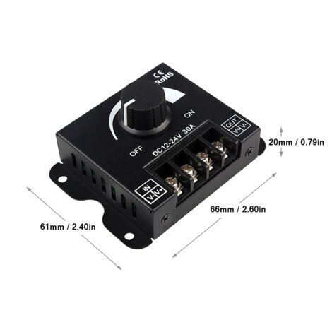 12–24 V 30 A PWM-Dimmer für monochrome LEDs – Helligkeitsregler mit Druckknopf und Speicherfunktion