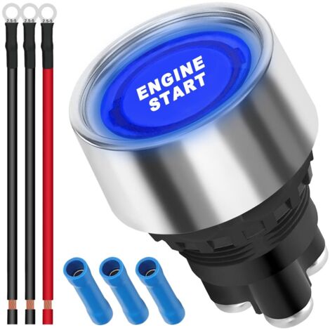 12–24 V / 50 A Druckstart-Zündschalter, Momentanstart-Zündknopf, blaue LED-Zündtaste, Auto-Start-Stopp-Taste, SPST EIN/AUS, blau