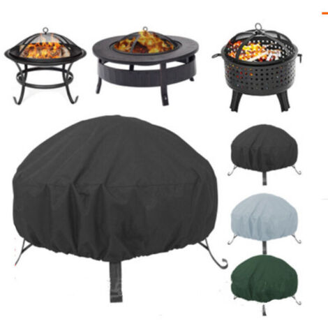 122x46cm Brasero de jardin - Housse de protection ronde pour brasero de terrasse - Imperméable - Coupe-vent - Anti-UV - Noires - Pour meubles d'intérieur et d'extérieur