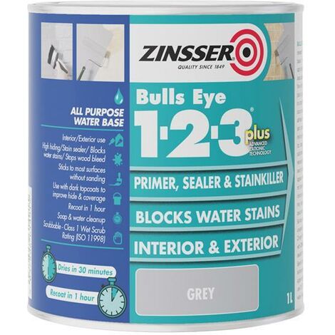 123 Bulls Eye Plus Primer & Sealer Paint 1 litre ZINBE123P1L