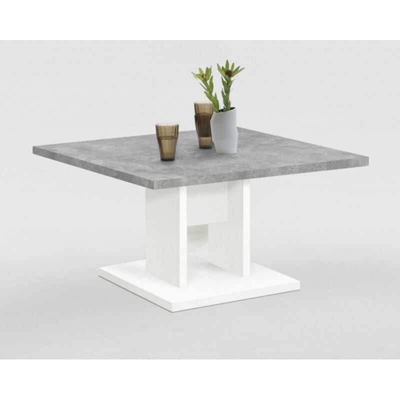12345 BANDOL Weiß / Beton grau Tisch Couchtisch Wohnzimmertisch Beistelltisch ca. 70 x 70 cm Schrein-'SW13821'