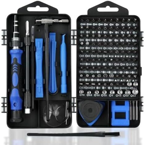 124 en 1 Kit Tournevis de Précision,Bleu Ensemble d'outils pièces Mini Caisse à Outil Complete la maison pour modèles DIY Smartphones iPads Tablettes Electronique Bleu -