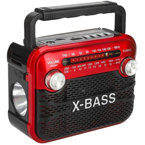 125 BT Emergency Solar Radio with Hand Crank, Small Portable Solar FM, AM and SW Radio, Hand Crank Generator, Flashlight and Camping Light for Power Outages.