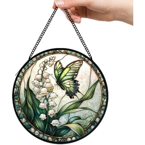 12,5 cm Attrape-soleil oiseau fleurs en verre coloré, décoration jardin suspendue, cadeau pour grand-mère