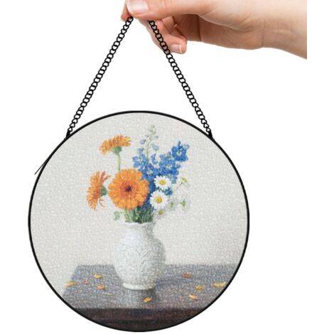 12,5 cm Attrape-soleil paysage coucher de soleil fleurs sauvages, décoration maison jardin, cadeau femme