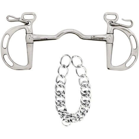 12,5 cm: Morso spagnolo a collo d'oca in acciaio inox pieno con barbozzale 14 mm