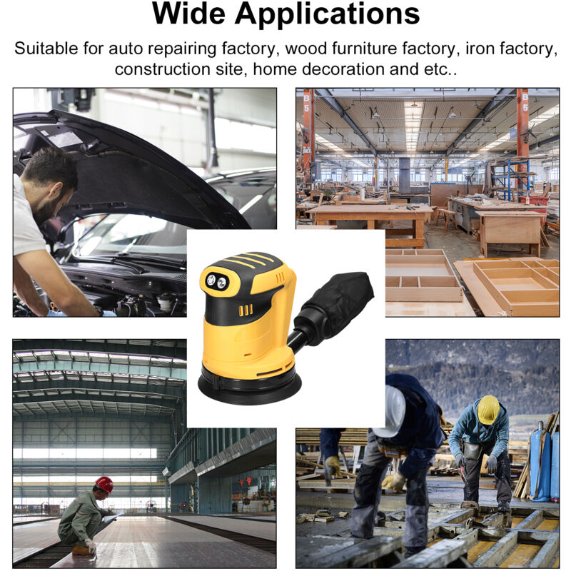 Image of Decdeal - 125-mm-Akku-Exzenterschleifer, Holzschleifer, elektrischer Autopolierer