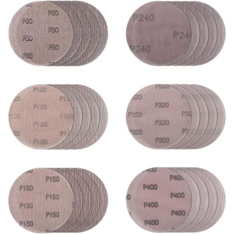 Ø 125 mm Lot de 30 disques abrasifs en maille Sans poussière Pour le ponçage de surfaces dures, bois, vernis, métal (80/120/150/240/320/400)