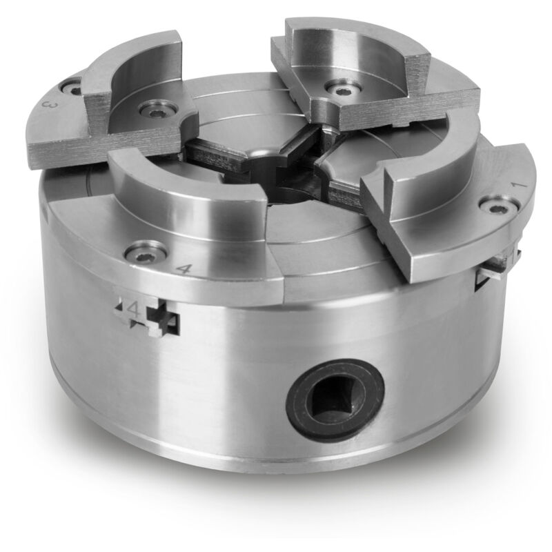 Plato de cuatro garras con 125 mm de diámetro, Plato de 4 garras Autocentrante, Rosca de conexión M33x3,5, Accesorios de torno, Plato de torno de