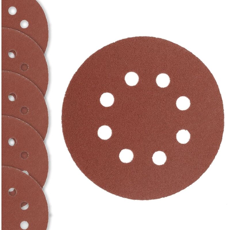 Image of 125 mm Schleifscheiben, Körnung 80, 50 Papierschleifscheiben, 8 Löcher, für Exzenterschleifer