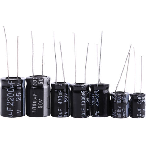 125 pièces - Kit de Condensateurs Électrolytiques 1uF à 2200uF - 25 Valeurs Différentes - Assortiment pour Réparations