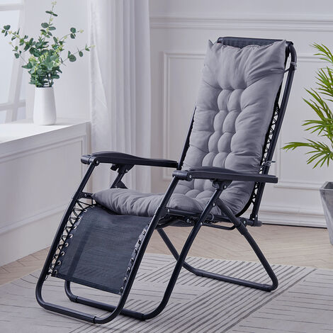125cm Thick Soft Comfortable Chaise Lounge Chair Cushion, Grey