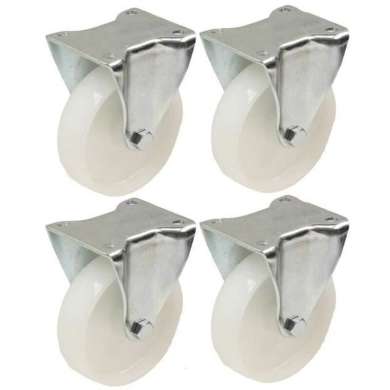 125mm 12.7cm Nylon Casters - Heavy Duty Fixed Casters Set - Set of 4