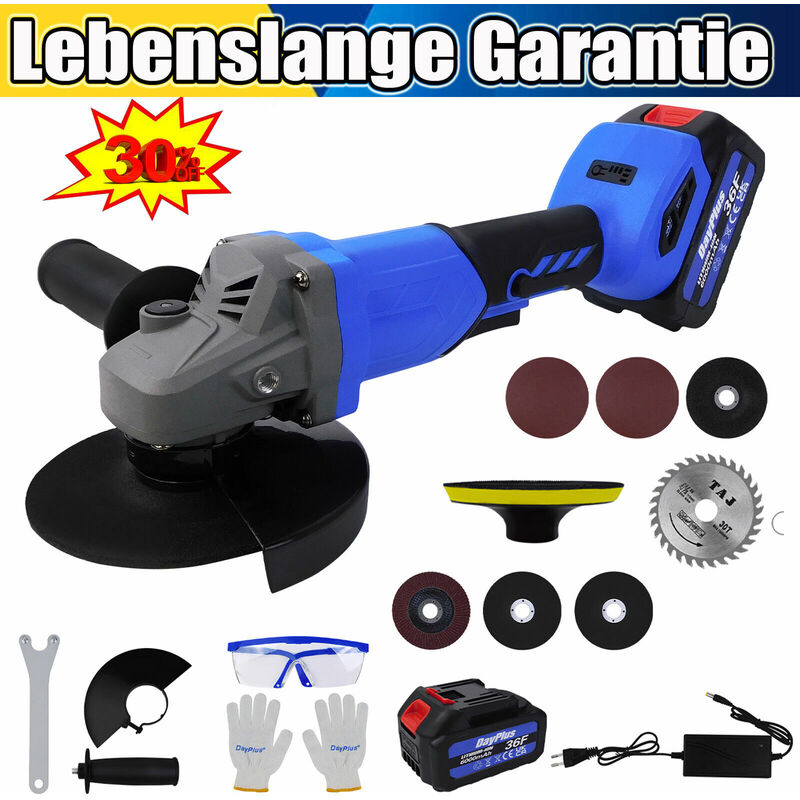 Image of Dayplus - 125mm 21V Akku Winkelschleifer Trennschleifer Schleifmaschine & Li-ion Batterie,DHL