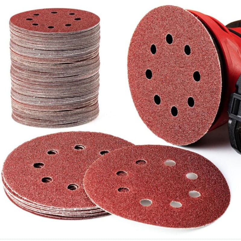 125mm 60 80 100 120 240 Disques de Ponage Forme Ronde Feuille Polissage 8 Trous Forme ronde(100cps)