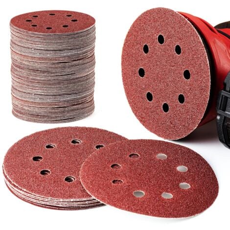 125mm 60 80 100 120 240 Disques de Ponage Forme Ronde Feuille Polissage 8 Trous Forme ronde（100cps）