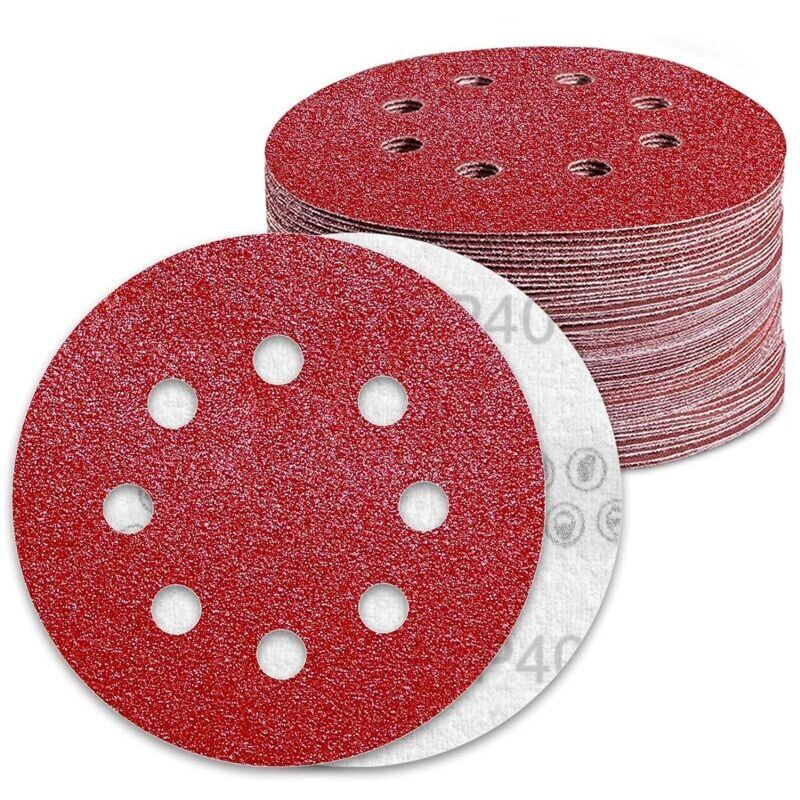 125mm Abrasive Discs, 40 Grit Sandpaper, 70 Pieces, 8 Holes, Sanding Disc for Random Orbital Sanders