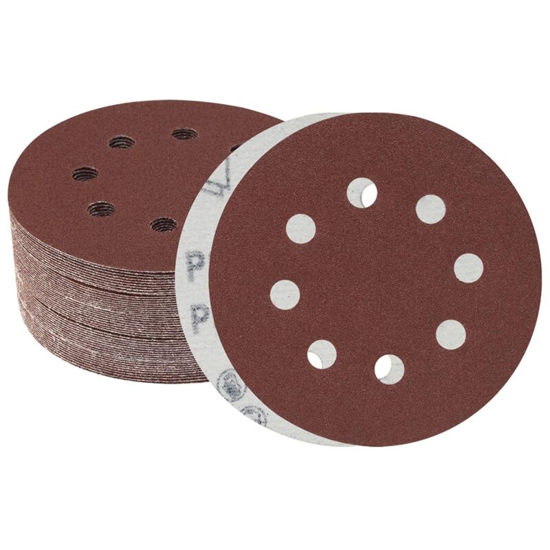 125mm Disque de Ponçage 50 Pièces 120 Grain 8 Trous Disques Abrasifs pour Ponceuse Excentrique