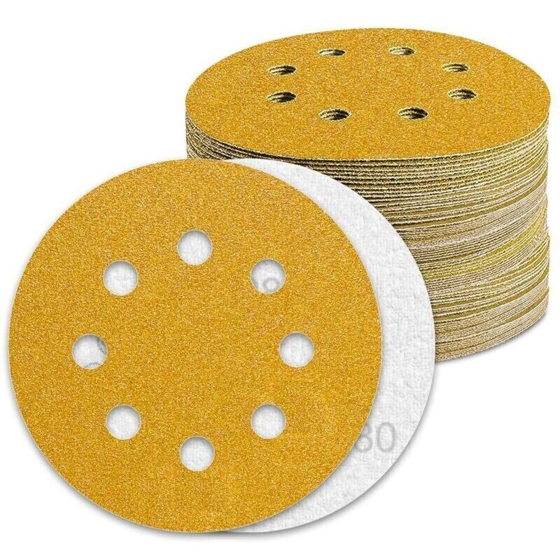 125mm Sanding Disc, 80 Grit, 100pcs Sanding Discs for Random Orbital Sanders, Sandpaper...