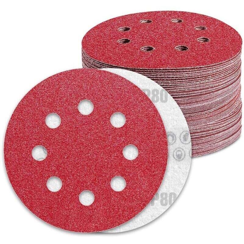 125mm sanding discs, 80 grit, sandpaper, 90 discs, 8 holes, for random orbital sanders