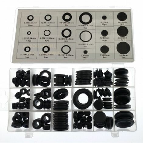 125pcs Surtido de Pasacables - Pasamuros 12 medidas - y tapones ciegos 6 medidas