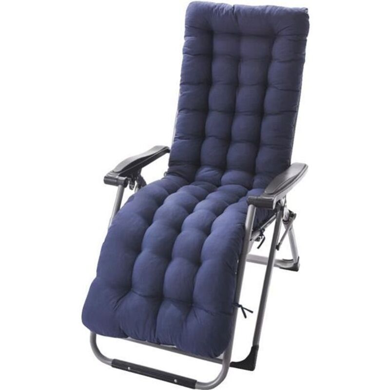 125x48x8cm, Coussin de bain de soleil épais pour chaise longue, transat de jardin ou fauteuil, style marin.
